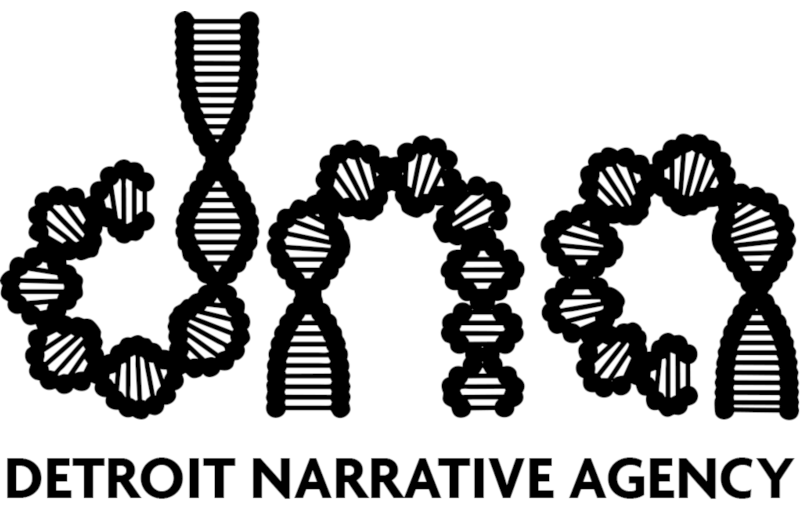 DNA logo in black on white background with letters constructed of double helixes